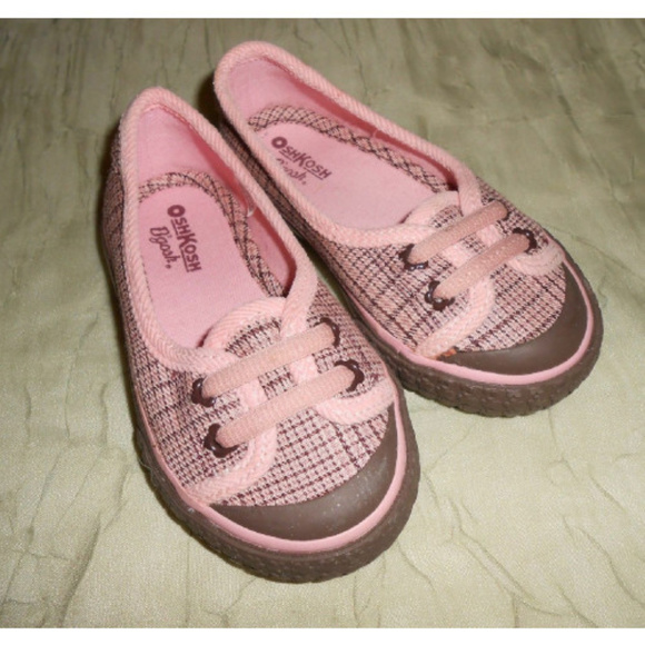 OshKosh B'Gosh Pink & Brown Plaid Slip On Shoes‎ - Picture 1 of 8